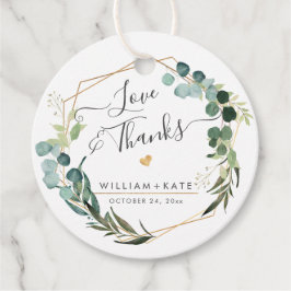 Landelijke groene eucalyptus Liefde+Dankjewel Bedankjes Labels