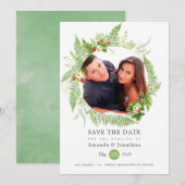 Landelijke groene fotobruiloft save the date (Voorkant / Achterkant)