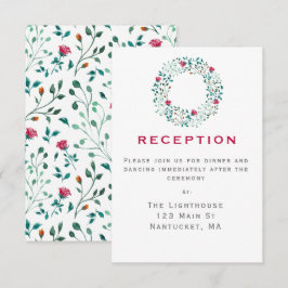 Landelijke groene krans | Bruiloftsreceptie kaartj Kaart