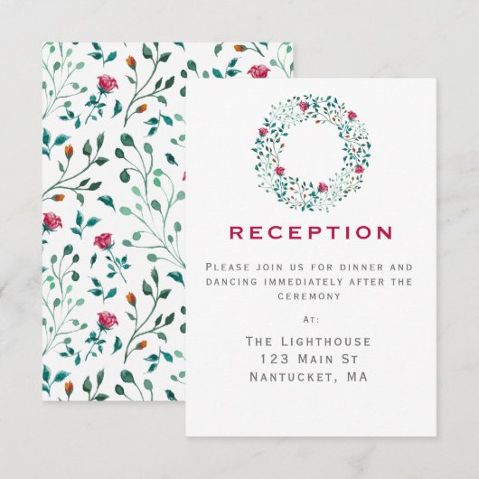 Landelijke groene krans | Trouwreceptie-insteekkaa Kaart (Voorkant / Achterkant)