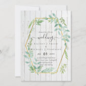 Landelijke groene planten op drijfhout bruiloft me kaart (Voorkant)