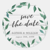 Landelijke Groene Save the Date Ronde Sticker (Voorkant)