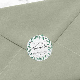 Landelijke Groene Save the Date Ronde Sticker