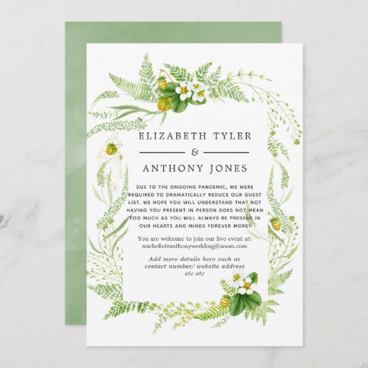 Landelijke groene trouw met beperkte gastlijst aankondiging (Voorkant / Achterkant)
