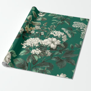 Landelijke groene witte botanische vette vintage b cadeaupapier