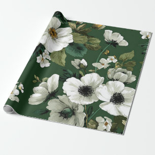Landelijke groene witte botanische vette vintage b cadeaupapier