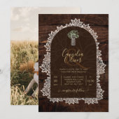 Landelijke Gypsophila Kant Foto TROUWKAAARTJE Kaart (Voorkant / Achterkant)