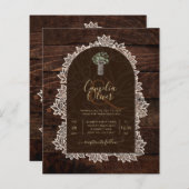 Landelijke Gypsophila Kant FOTOBRUILOFT UITNODIGIN (Voorkant / Achterkant)