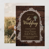 Landelijke Gypsophila Kant FOTOBRUILOFT UITNODIGIN Kaart (Voorkant / Achterkant)