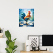 Landelijke Haan Boerderij Keuken Poster (Thuiskantoor)