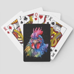 Landelijke Haan Kip Aquarel Stijl Poker Pokerkaarten