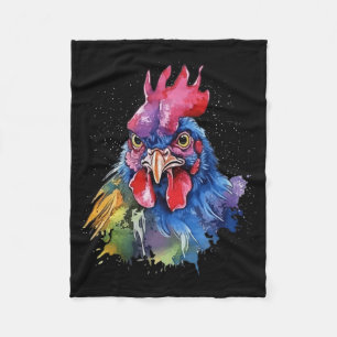 Landelijke Haan Kip Watercolor Stijl Fleece Deken