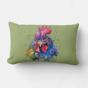 Landelijke Haan Kip Watercolor Stijl Kussen