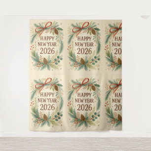 landelijke happy new year 2026 feest achtergrond wandkleed