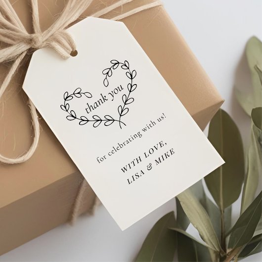 Landelijke Hartkrans Bruiloft Bedankt Cadeaulabel