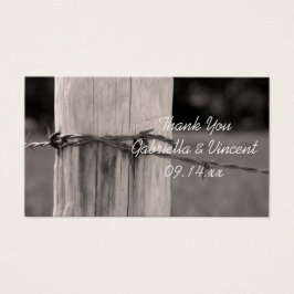 Landelijke hek Post Land Ranch Wedding Favor Label Visitekaartjes