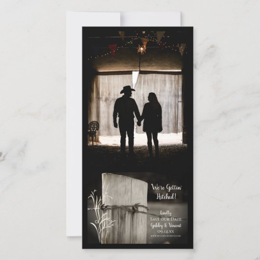 Landelijke hek Post Land Westerne bruiloft Save The Date (Voorkant)