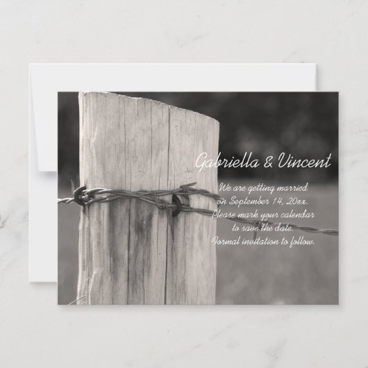 Landelijke hek Post Weddenschap Bespaar de datum Magnetische Uitnodiging (Voorkant)
