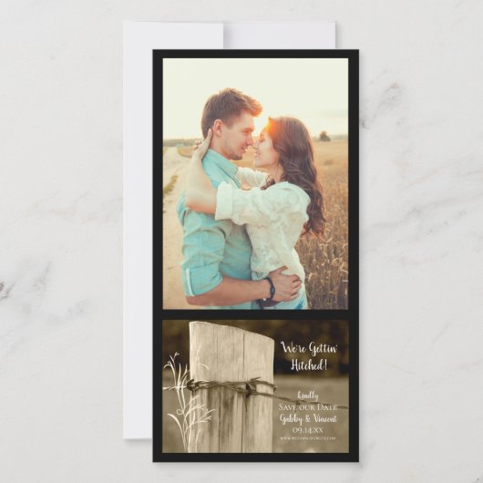 Landelijke hek Post Weddenschap Bespaar de datum Save The Date (Voorkant)