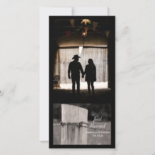 Landelijke hek post Western net getrouwd fotokaart Aankondiging (Voorkant)