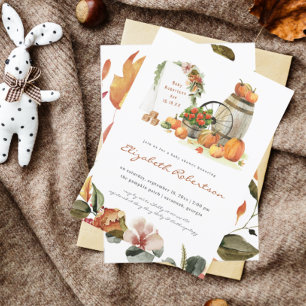 Landelijke herfst baby shower uitnodiging met pomp