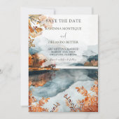 Landelijke herfst bergmeer bruiloft save the date (Voorkant)