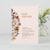 Landelijke herfst bloemige babyshower uitnodiging (Staand voorkant)