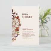 Landelijke herfst bloemige babyshower uitnodiging (Staand voorkant)