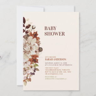 Landelijke herfst bloemige babyshower uitnodiging