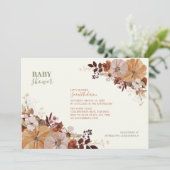 Landelijke herfst bloemige babyshower uitnodiging (Staand voorkant)