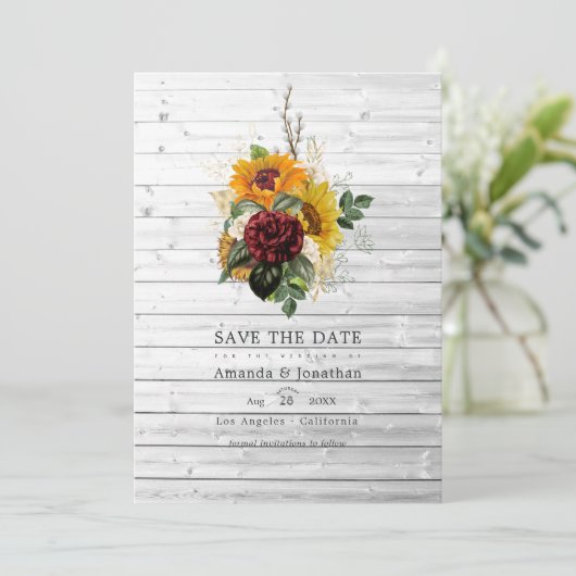 Landelijke herfst - Bloemrijke plattelandshuwelijk Save The Date (Staand voorkant)