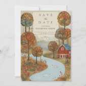 Landelijke herfst boerderij meerfront bruiloft save the date (Voorkant)