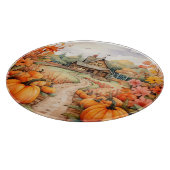 LANDELIJKE HERFST BOERDERIJ MET HERFST POMPOENEN SNIJPLANK (Hoek)