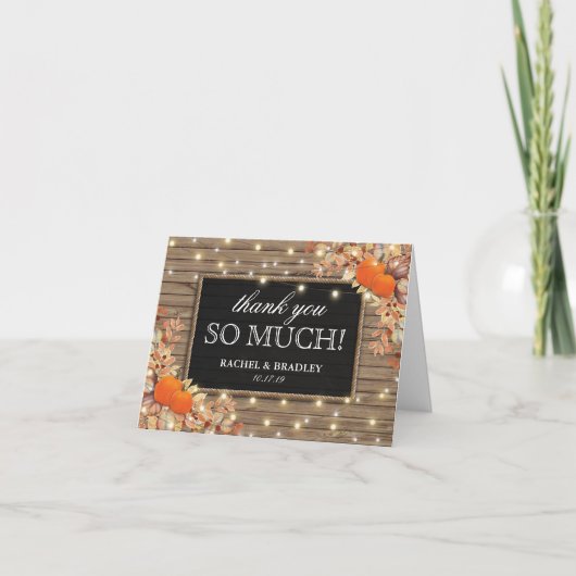 Landelijke herfst bruiloft dank je wel bedankkaart (Voorkant)