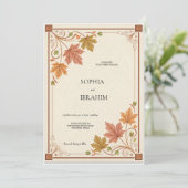 Landelijke herfst bruiloft uitnodiging template (Staand voorkant)