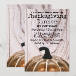 Landelijke herfst- en oogstpomp Thanksgiving-diner Kaart