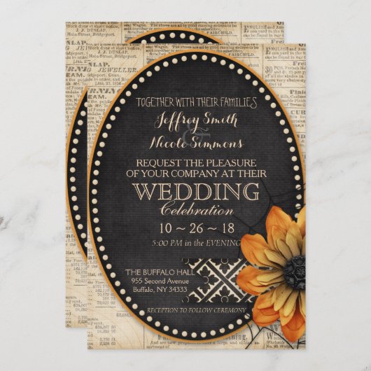 Landelijke herfst Halloween schuur bruiloft Kaart (Voorkant / Achterkant)