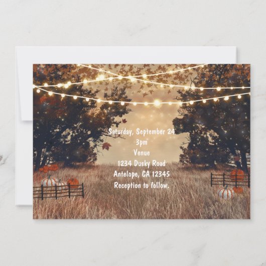 Landelijke herfst trouwkaarten voor op het veld kaart (Achterkant)