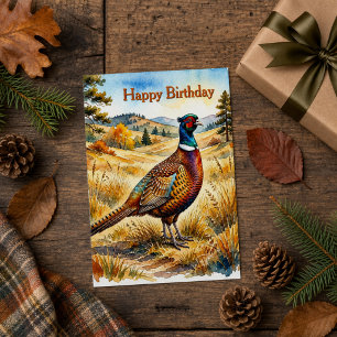 Landelijke herfst-wildlife-fazant-verjaardag kaart