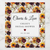 Landelijke herfst zonnebloem bloem bruidsdouche wijn etiket (Enkel label)