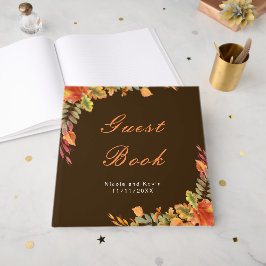 Landelijke herfstbladeren bruiloft gastenboek