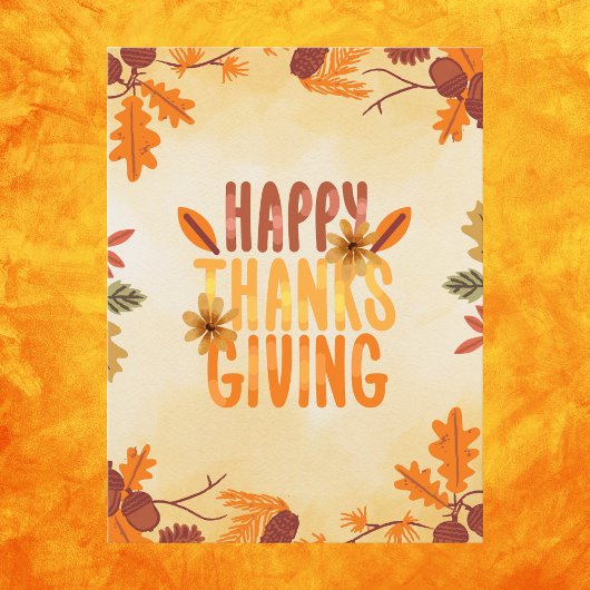 Landelijke herfstbladeren Gelukkig Thanksgiving Briefkaart
