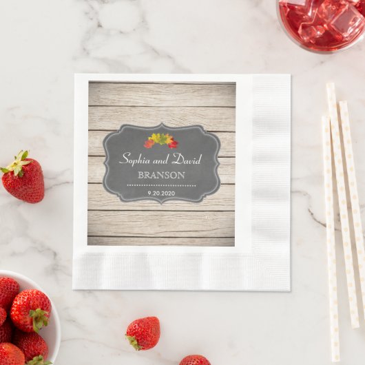 Landelijke herfstbladeren krijt gewassen houten br servet (Insitu)