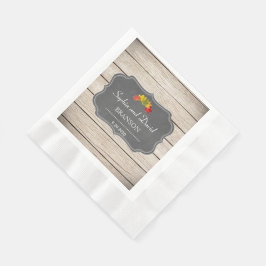 Landelijke herfstbladeren krijt gewassen houten br servet (Hoek)