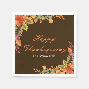 Landelijke herfstbladeren Thanksgiving-feest Servet