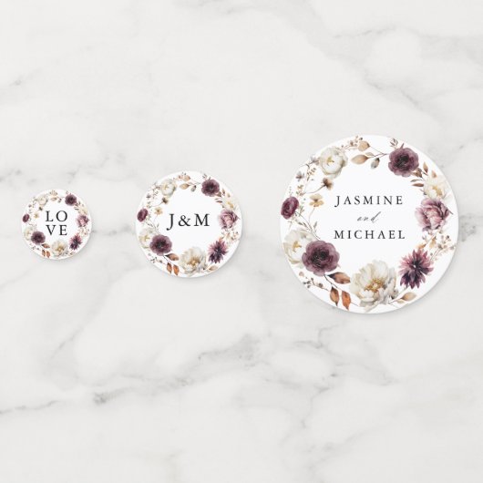 Landelijke herfstbloemen bruiloft confetti (Voorkanten)