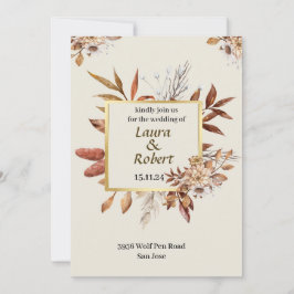 Landelijke herfstbloemen buiten trouwuitnodiging kaart