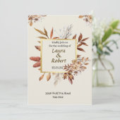 Landelijke herfstbloemen buiten trouwuitnodiging kaart (Staand voorkant)