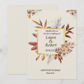 Landelijke herfstbloemen buiten trouwuitnodiging kaart (Voorkant / Achterkant)