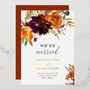 Landelijke herfstbloemen elegante huwelijksrecepti folie uitnodiging
